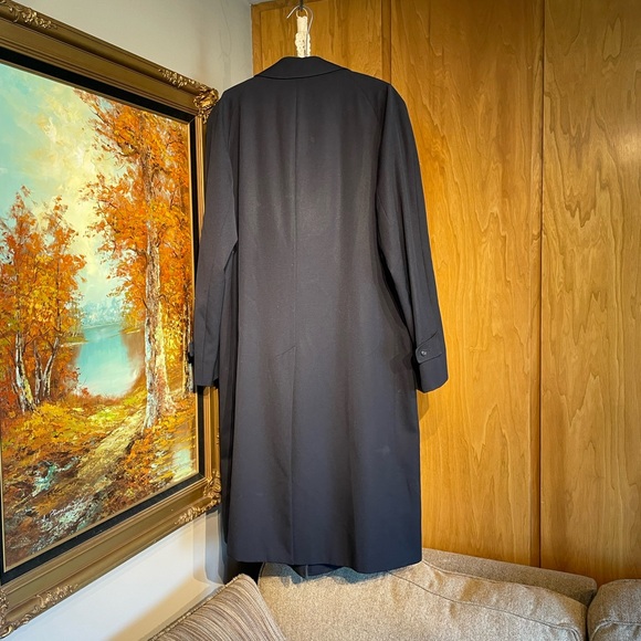 Vintage Aquascutum Navy Wool Long Raglan Coat Wool Mens 44/54Eu made in Canada - Picture 5 of 10